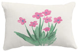 Pretty Little Flower Floral Print Throw Pillow With Linen Texture, Pink, 14"x20"