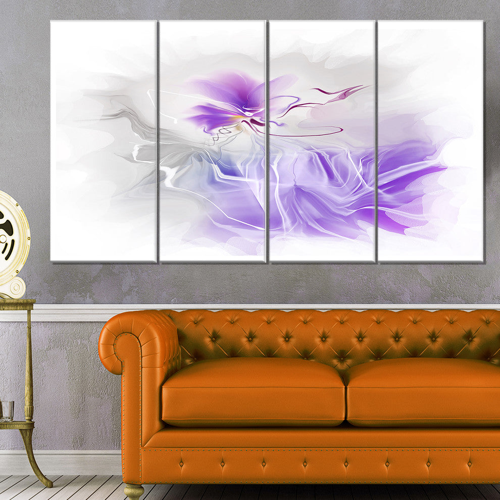 Abstract Painted Blue Floral Design, Floral Wall Art, 48"x28", 4 Panels