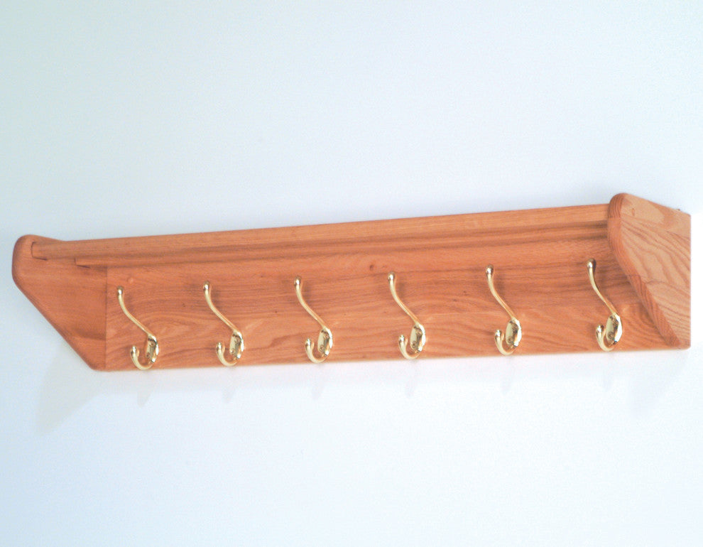 6 Hook Shelf, Light Oak, Light Oak