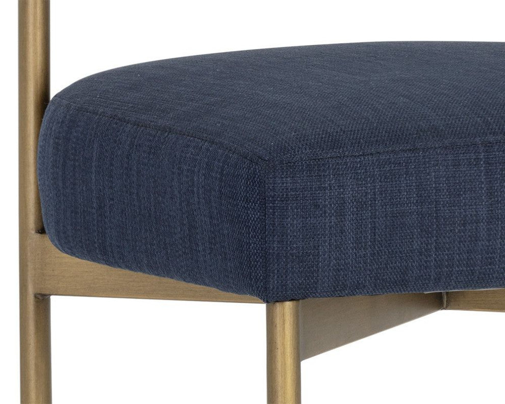 Seneca Counter Stool, Antique Brass, Arena Navy