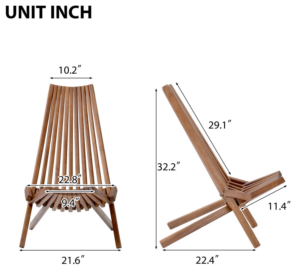 TATEUS stylish Folding wood chair indoor or outdoor