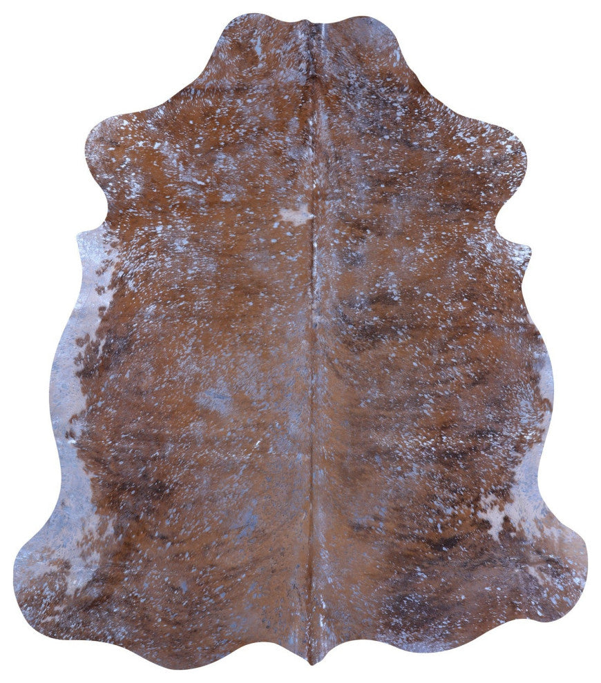 6' 10" X 6' 0" Blue Metallic Cowhide Rug C2132