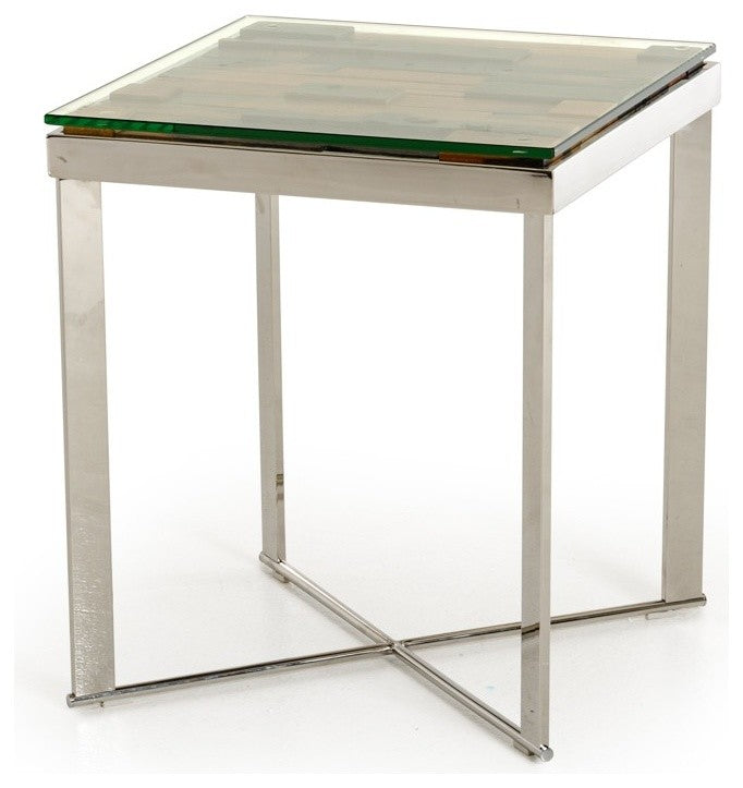 Modrest Santiago Modern Rectangular Wood Mosaic End Table