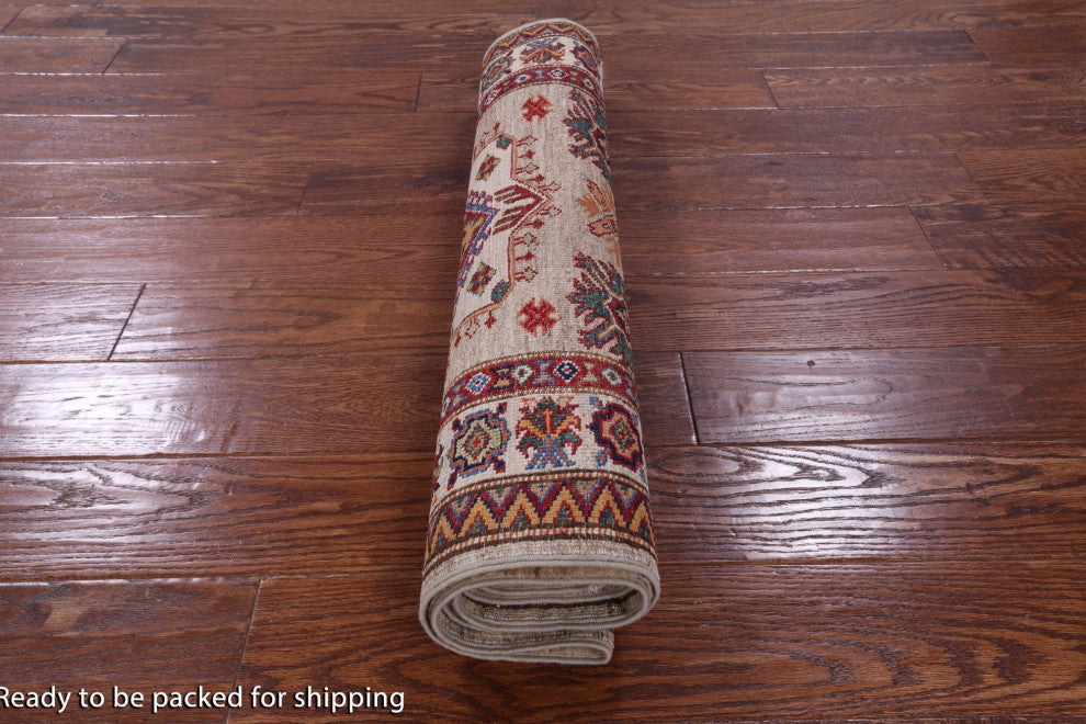 2' 10" X 7' 10" Geometric Super Kazak Handmade Runner Rug Q11236