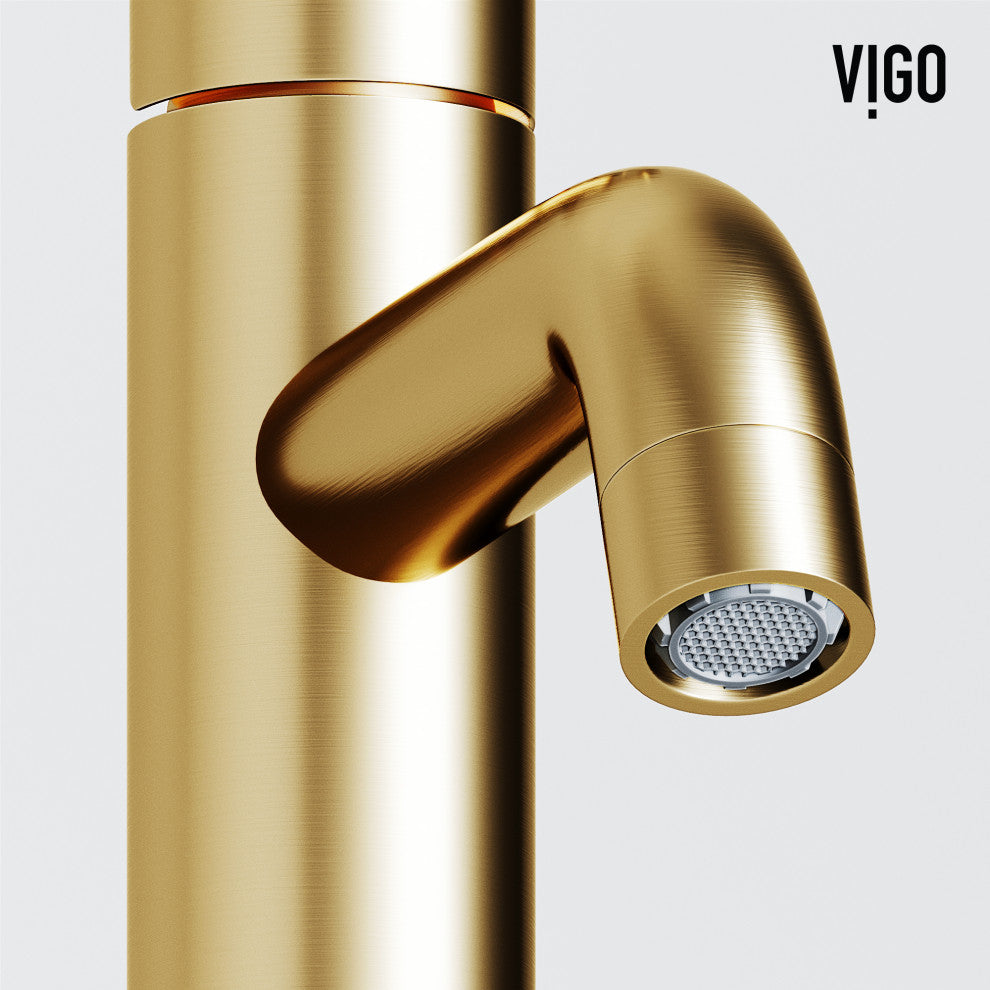 VIGO Ruxton 8" H Single Handle Single Hole Bathroom Faucet, Matte Brushed Gold, Without Extras