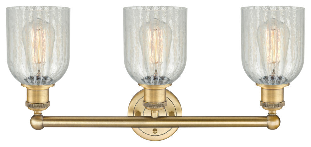 Caledonia 3-Light 23" Bath Vanity Light, Brushed Brass Finish, Mouchette Shade