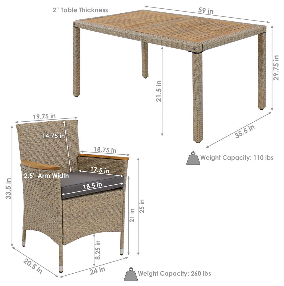 Sunnydaze Foxford 7-Piece Outdoor Dining Patio Furniture Set With Cushions