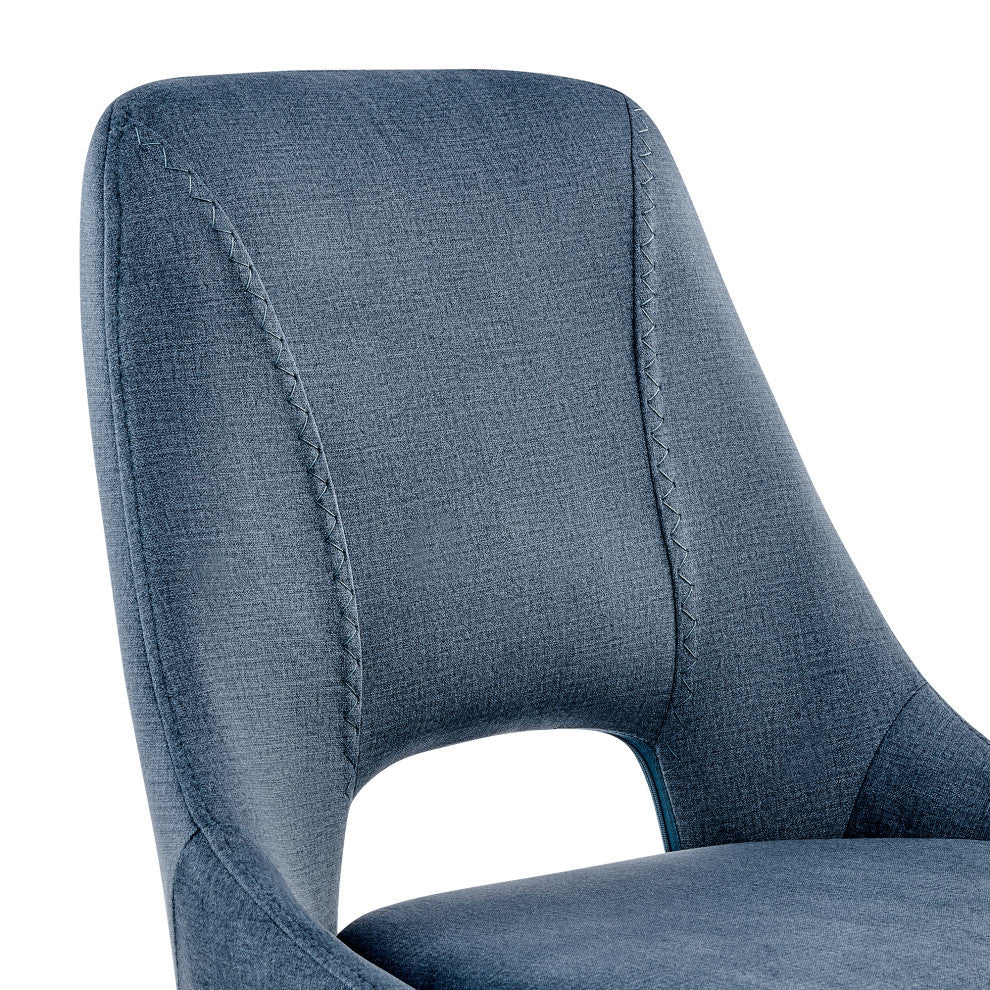 Lexi Dining Room Accent chair, Blue Velvet and Black Finish