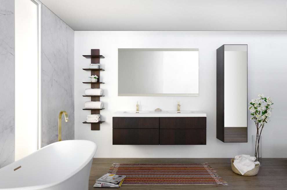 Cloud 01 - 62 x 30 Freestanding Soaking Solid Surface Bathtub, Matte White