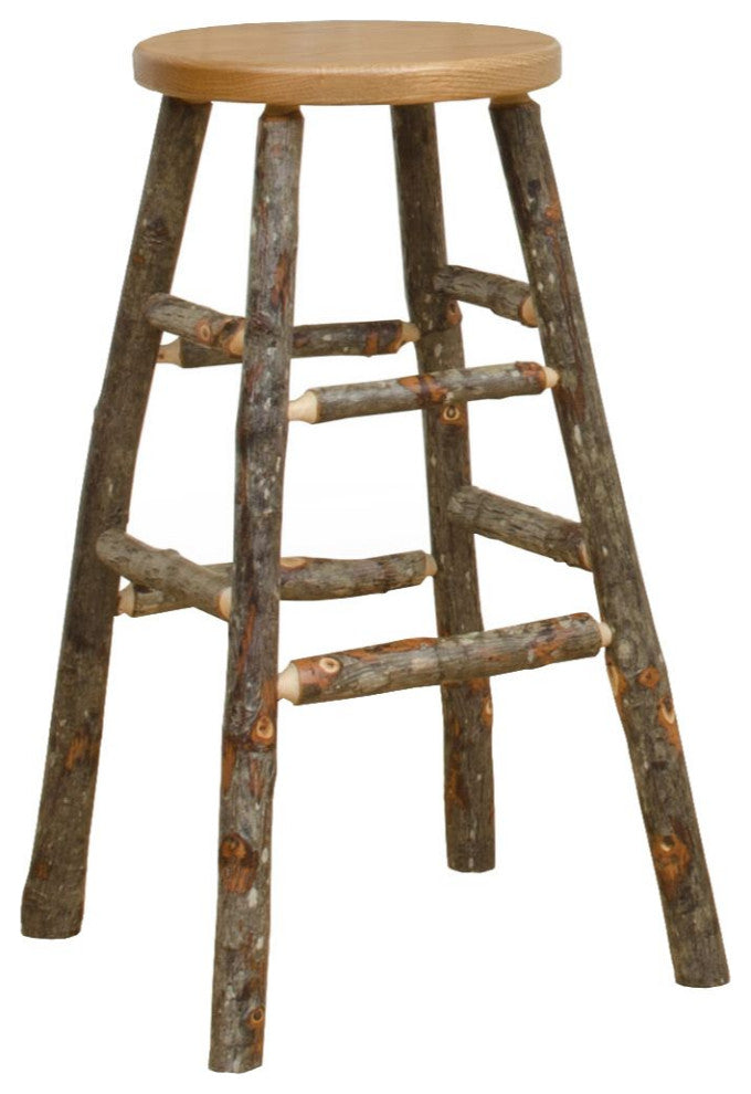 Hickory Log Kitchen Stool, Hickory & Oak, 24 Inch