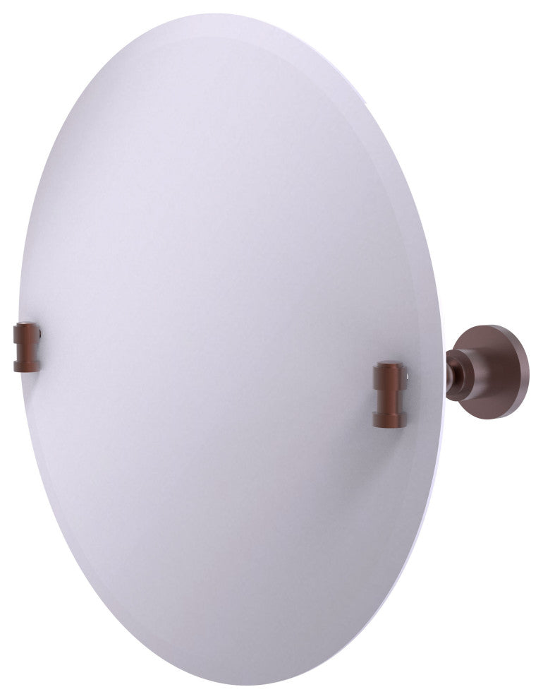 Washington Square Frameless Round Beveled Edge Tilt Mirror, Antique Copper