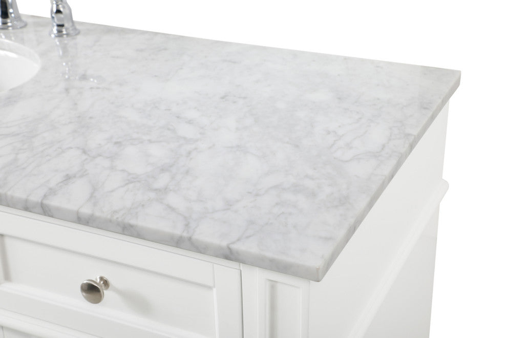 Home Living Vanity with Carrara White Marble Countertop, White, 60", Single Sink