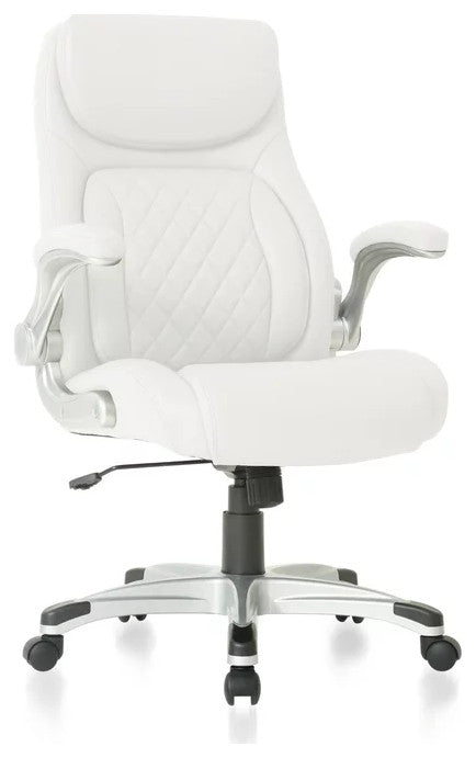 Executive Office Chair, Ergonomic Design With Adjustable Lumbar Support, White