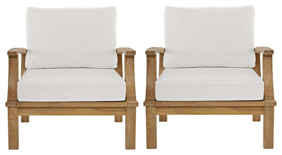 Marina 2 Piece Outdoor Patio Teak Set, Natural White