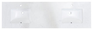 Salerno 73"  Engineered stone Vanity Top in Aosta White with White Sink
