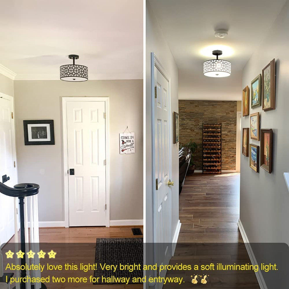 3 light Semi Flush Ceiling Light Fixture modern black ceiling lamp