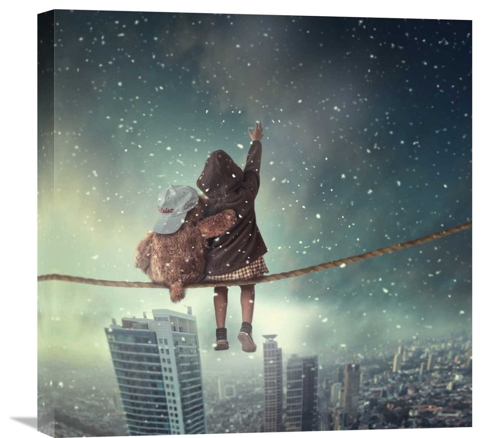 "Let It Snow" Stretched Canvas Giclee by Hardibudi, 22"x22"