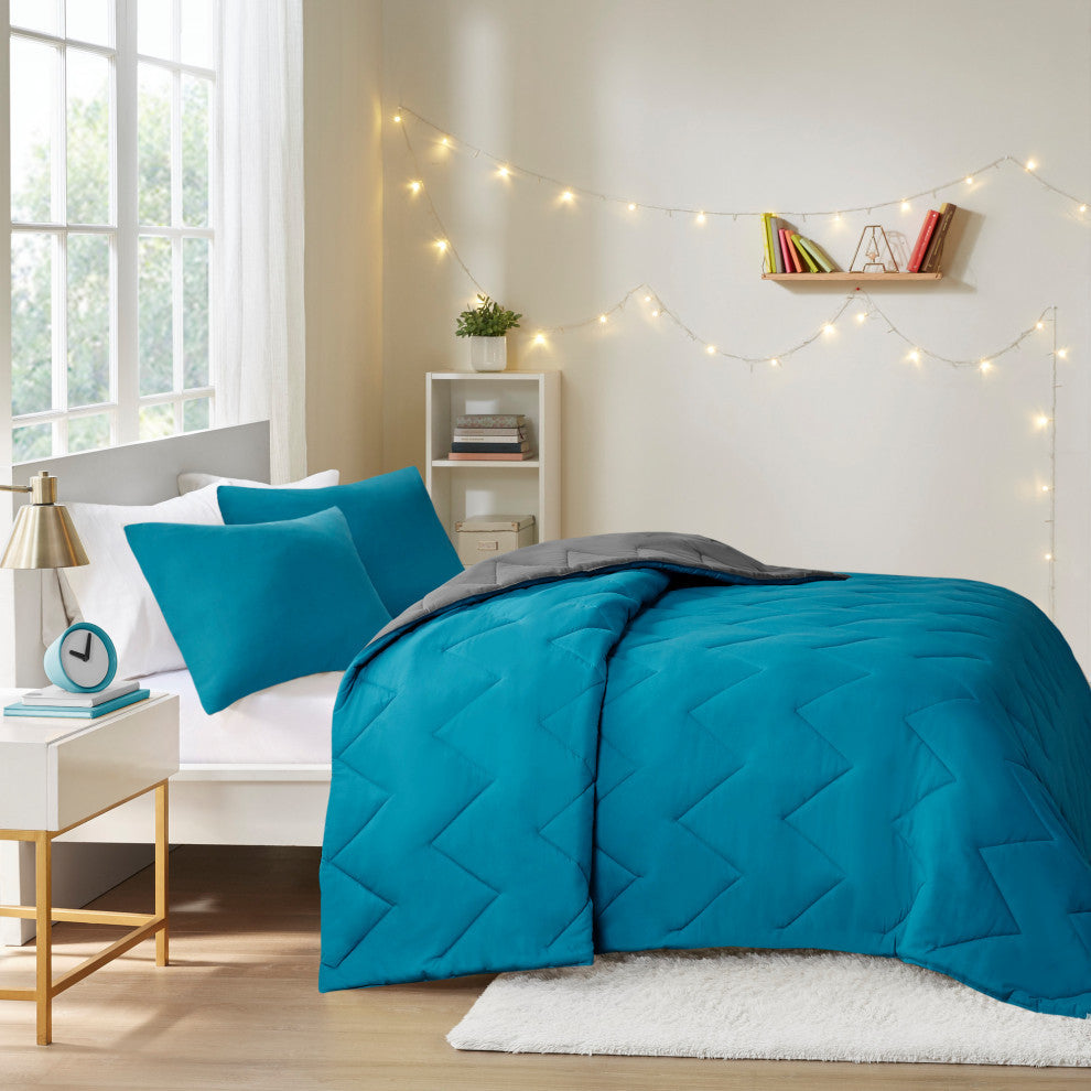 Intelligent Design Microfiber Solid Comforter Mini Set, Full/Queen
