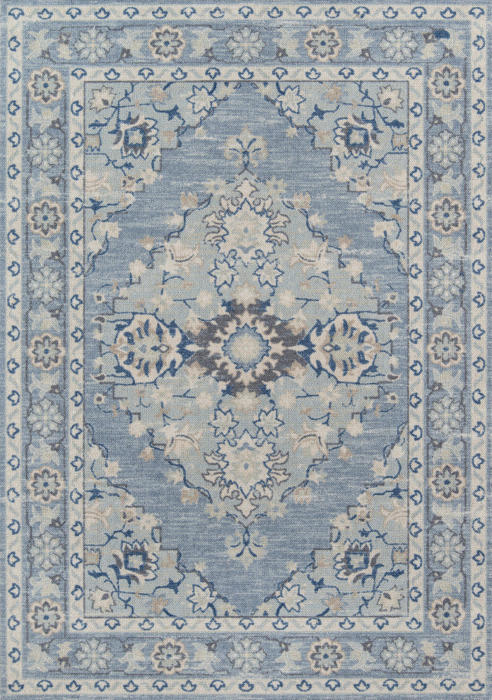 Momeni Anatolia Wool Blend Blue Area Rug 6'6" X 9'