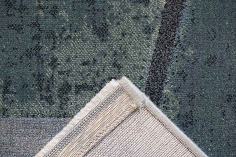Essentials Abstract Orange, Sage, Blue, Gray, Ivory and Mauve Olefin Area Rug