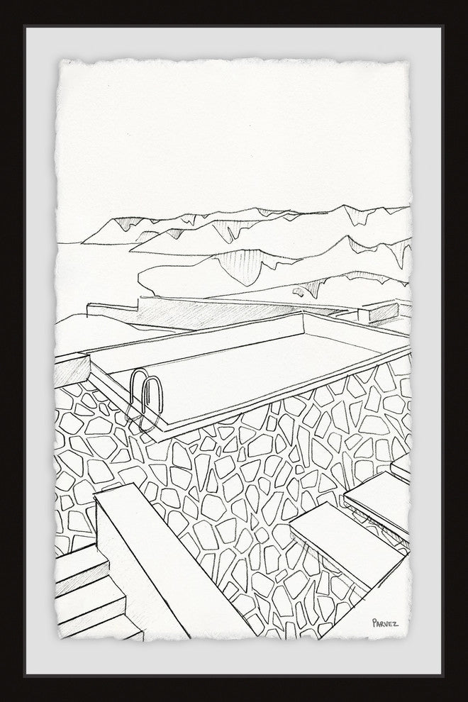 "Pool View" Framed Painting Print, 16"x24"
