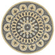 4' Round Gray Floral Bloom Area Rug