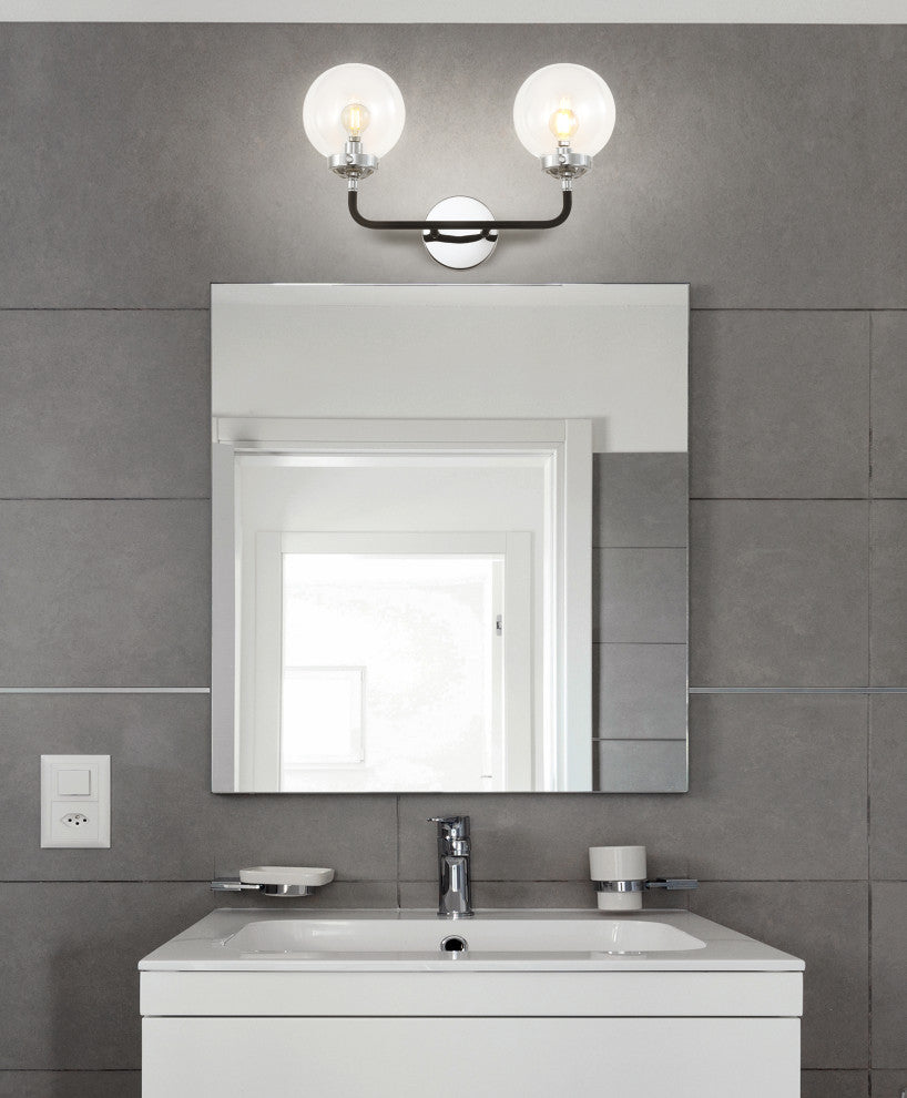 Caleb 1-Light Brass Wall Sconce, Chrome / Black, 2 - Light(s)