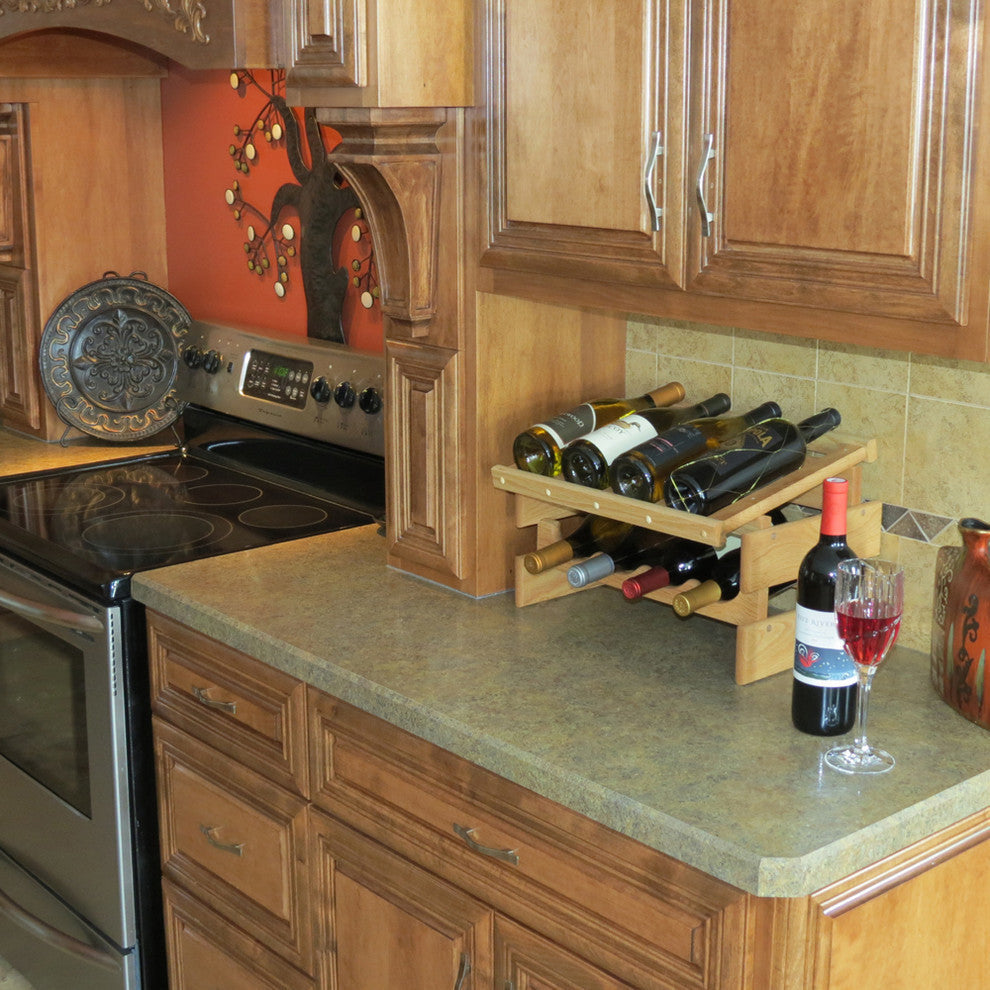 9 Bottle Dakota Wine Rack with Display Top, Light Oak