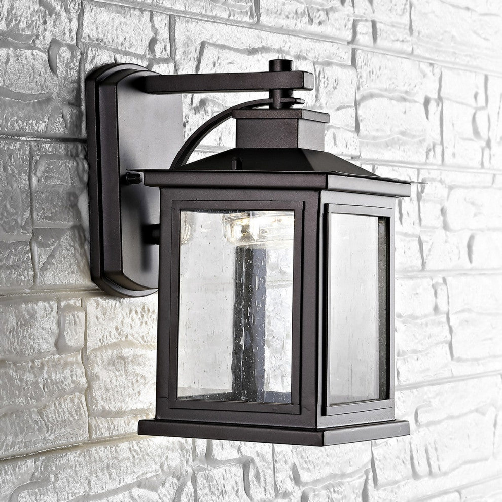 Safavieh Gorgen Outdoor Wall Lantern Oil Rubbed Bronze, Black