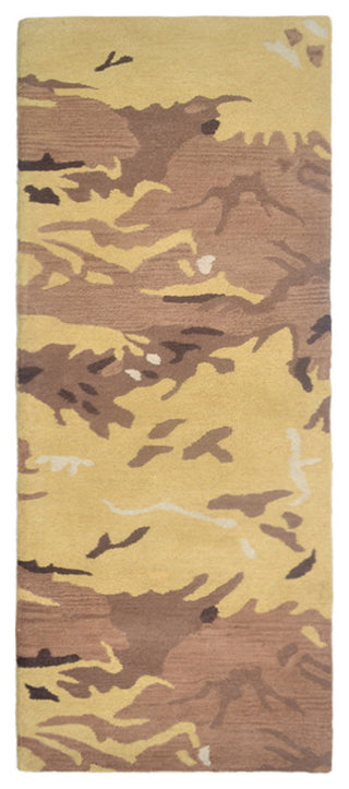 Hand Tufted Wool Area Rug Abstract Brown Gold, [Runner] 2'6''x10'