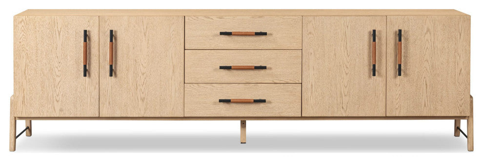Rosedale Media Console Yucca Oak Veneer, Chaps Sand, Gunmetal
