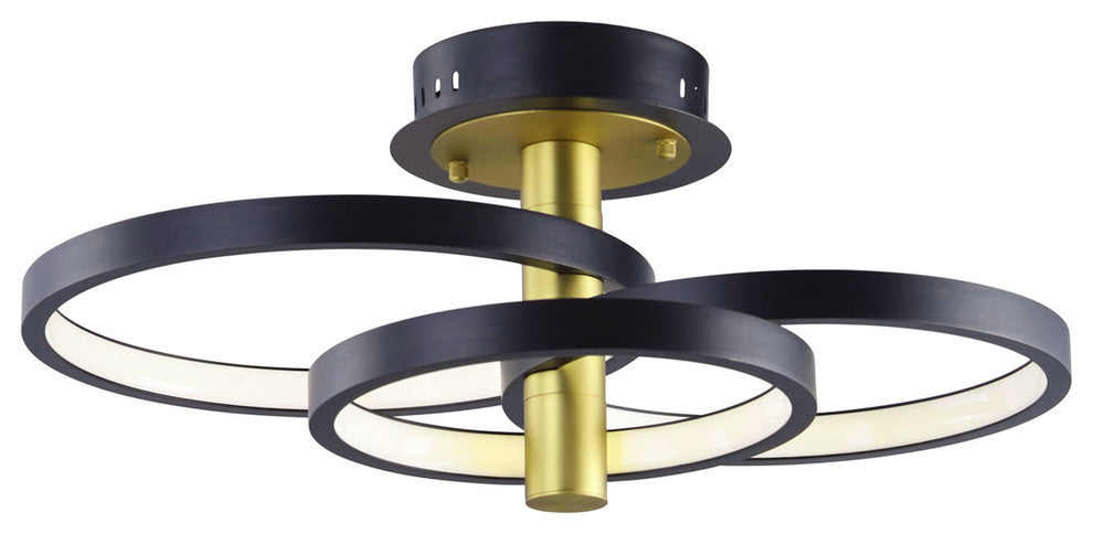 Adora Integrated LED 34-Watt Black and Gold Semi Flush-mount