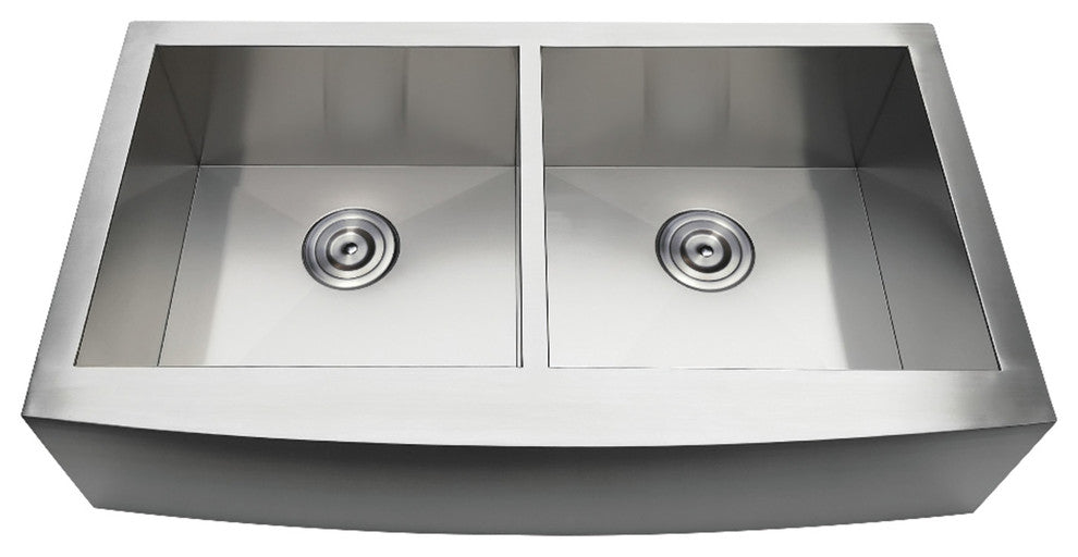 Gourmetier Drop-In Stainless Steel Double Bowl Farmhouse Kitchen Sink, Brushed