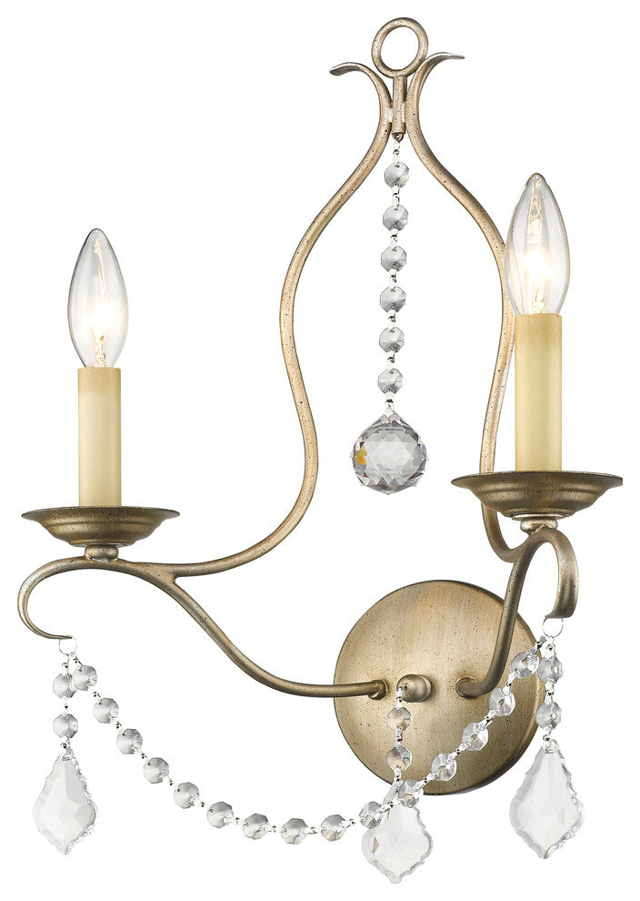 Livex Lighting 2 Light Antique Silver Leaf Wall Sconce - 6422-73