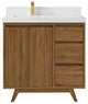 Madison Teak 36 Left Offset Bath Vanity in Dark Natural 2" Empira Quartz