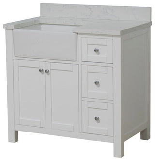 Yorkshire 36" Bathroom Vanity, White, Engineered Marble