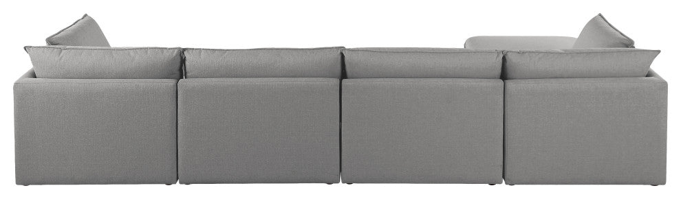Mackenzie Linen Textured Fabric 5-Piece Modular L-Shaped Sectional, Grey