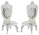 Benzara BM262141 S/2 Side Chair With Oversized Crown Top & Button Tufting, White
