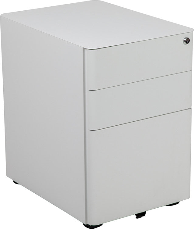 3-Drawer Mobile Locking Filing Cabinet W/Hanging Drawer for Legal & Letter Files