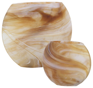 Uttermost Fusion Swirled Caramel and Ivory Vases, Set of 2