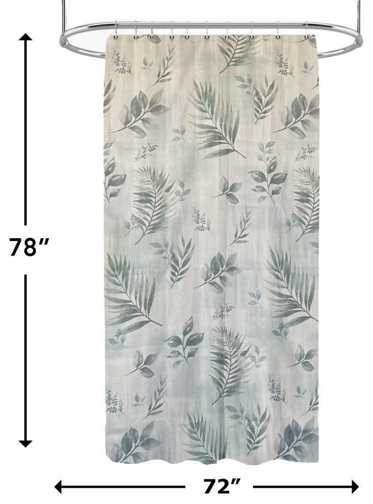 Rothbury Leaf Pattern Fabric Shower Curtain, White, 72x78", Rothbury Leaf