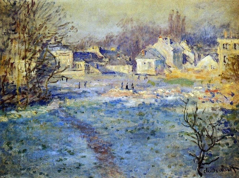 Claude Oscar Monet White Frost, Gallery Wrapped Canvas Print, 21"x28"