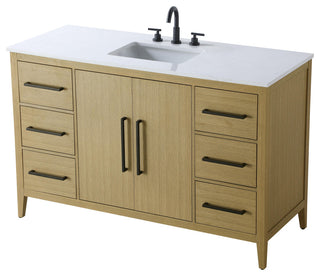 Home Living 54" Single Bathroom Vanity, Honey Brown