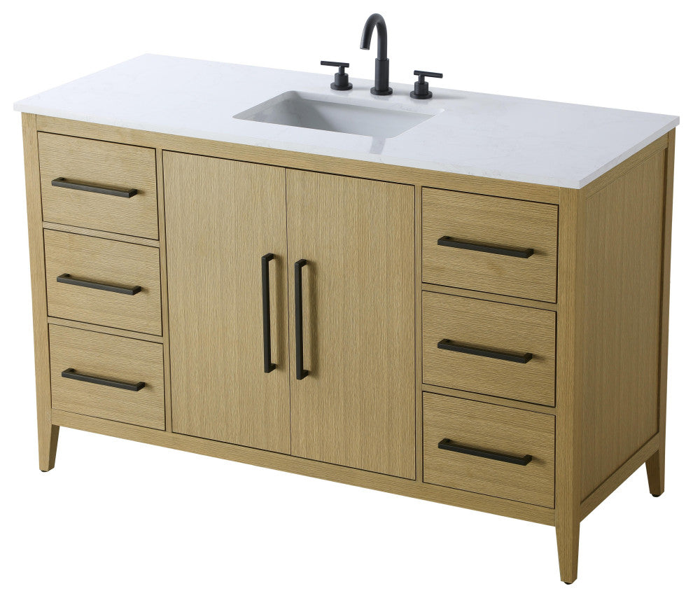 Home Living 54" Single Bathroom Vanity, Honey Brown