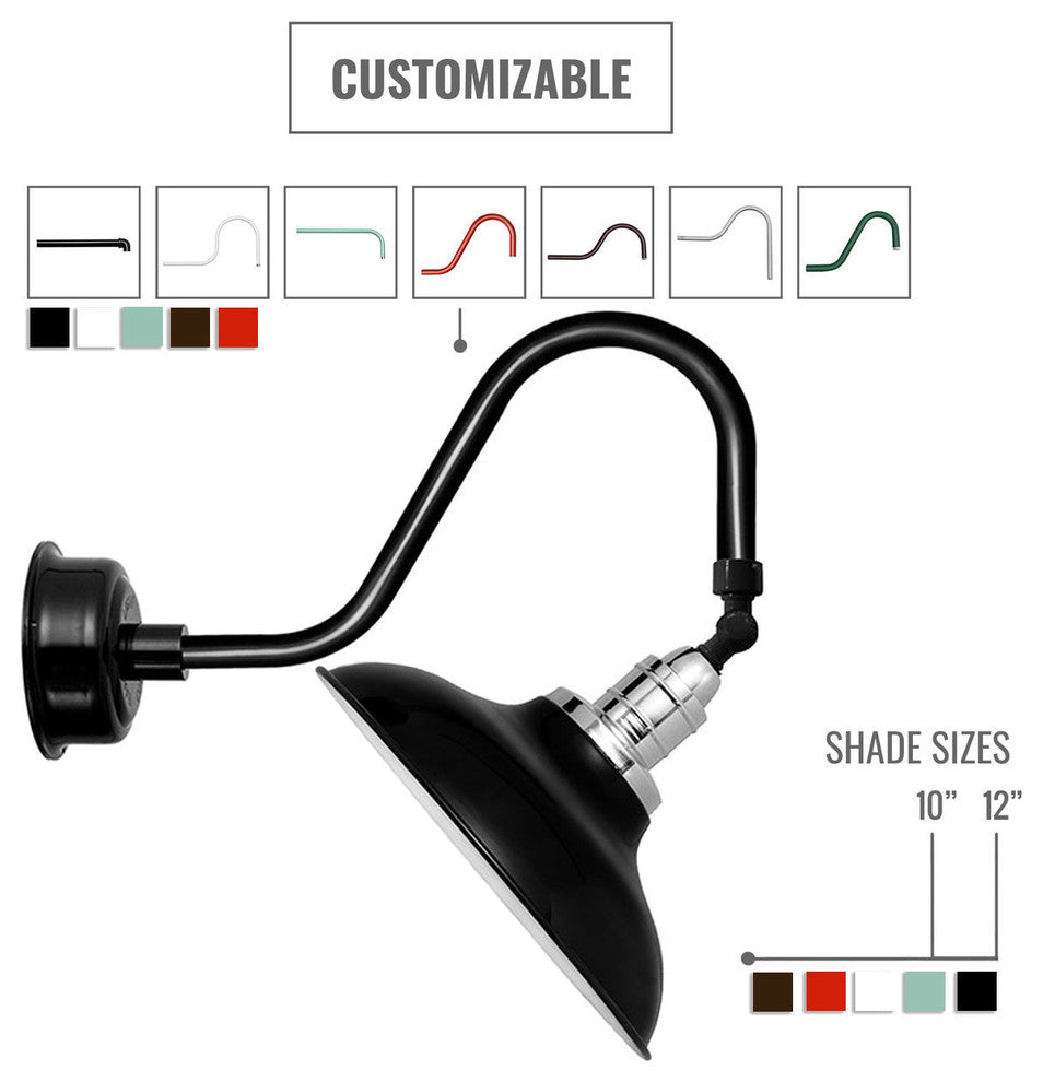 10" Peony LED Sign Light With Rustic Arm, White