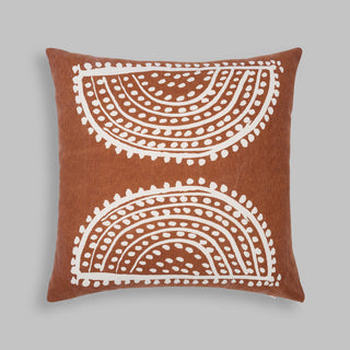 Radiance Oversized Sunburst Motif Print Square Pillow, Terracotta