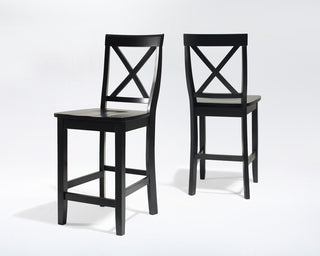 X-Back Barstool, 24" Seat Height, Set of 2, Black