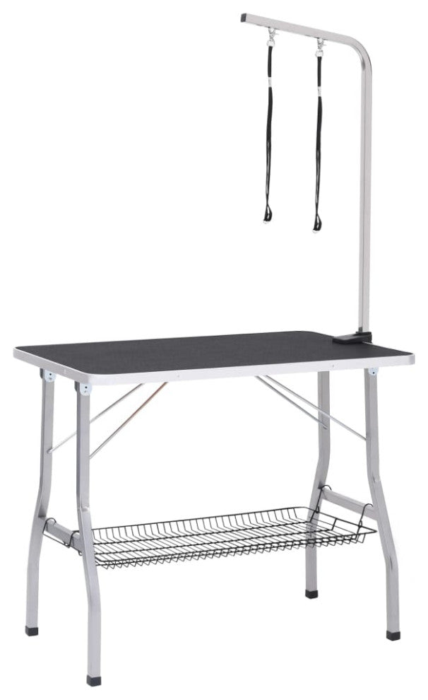 vidaXL Dog Grooming Table Adjustable Arm Foldable Dog Bath Table with 2 Loop