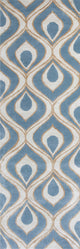 2'6" x 8' Runner Wool and Viscose Blend Blue Area Rug