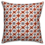 Folk Floral Pattern, Red and Purple Throw Pillow, 20"x20"